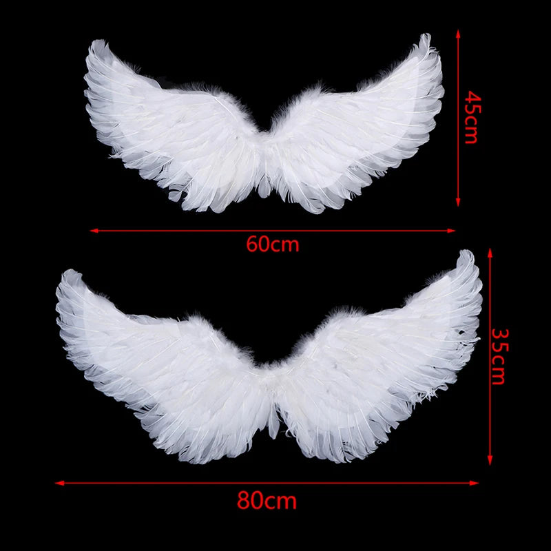 White Angel Wings Costume Set with Halo and Magic Wand