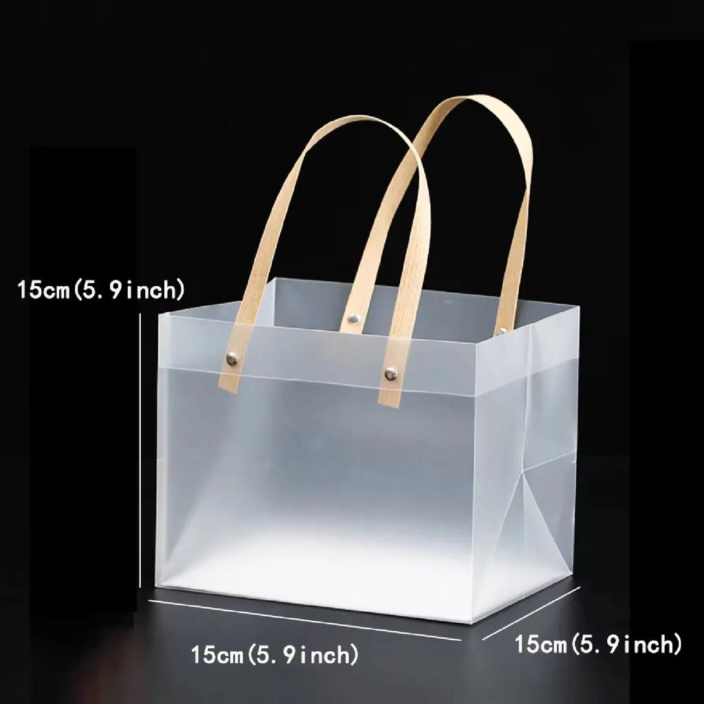 10PCS Transparent Frosted Plastic Handbag Made of High Quality Plastic with Simple and Fashionable Style Transparent Frosted