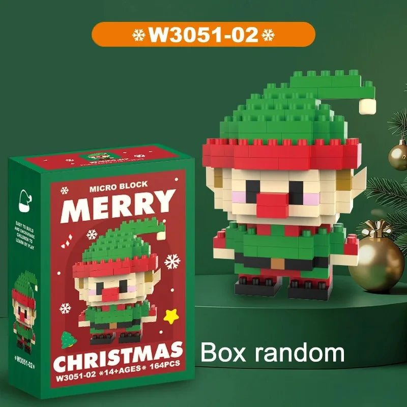 Christmas Gifts Micro Building Block Series Santa Claus Reindeer Puzzle Assembling Bricks Table Decoration Toys Kids