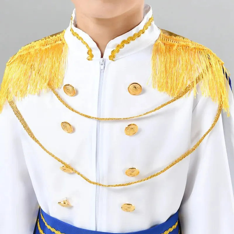 7-Piece Medieval King Costume Red Royal Prince Outfit Set
