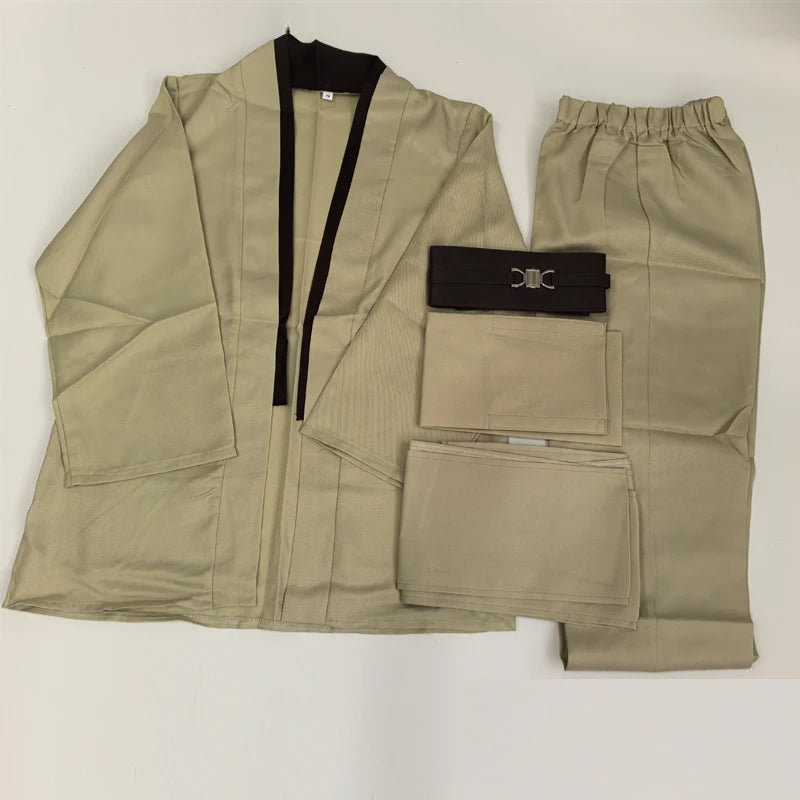 Men's Jedi-Inspired Robe Tunic Costume with Hooded Cloak