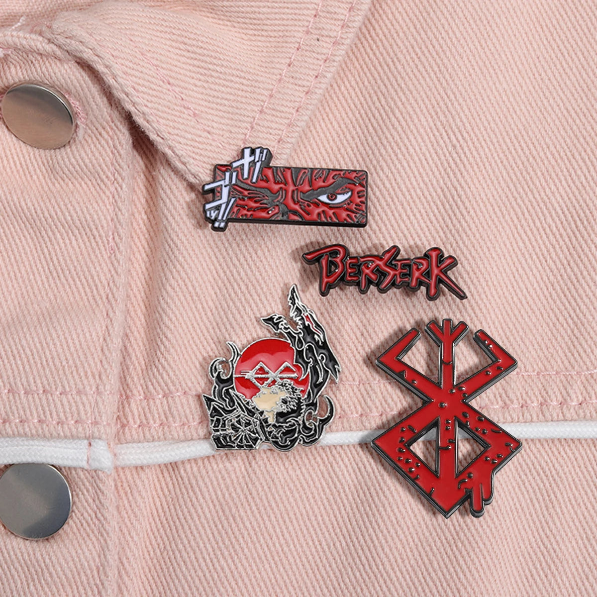 Red Fantasy Face Brooch Lapel Pin for Bags and Clothing