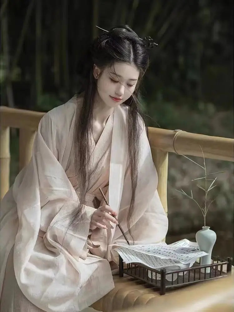White Hanfu-Inspired Cosplay Dress for Women