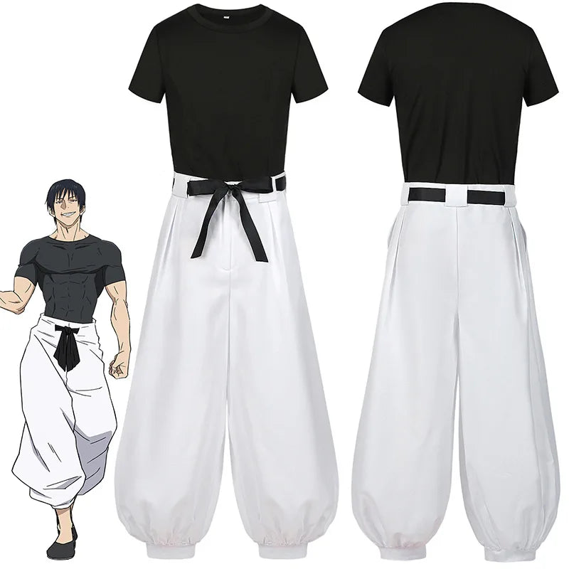 Anime-Inspired T-Shirt Cosplay Set with Wig & Pants
