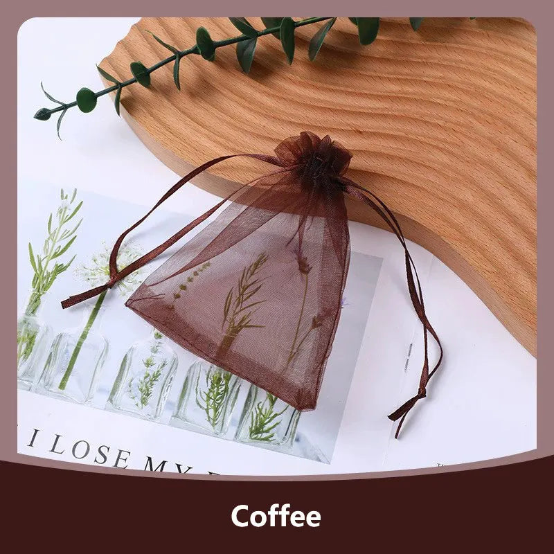 100PCS Drawable Organza Bags Supply Wedding Christmas Favor White Pouches Organza Gauze Sachet Gift Bags Drawstring