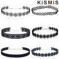 6-Piece Black Lace Choker Necklace Set Gothic Punk Style