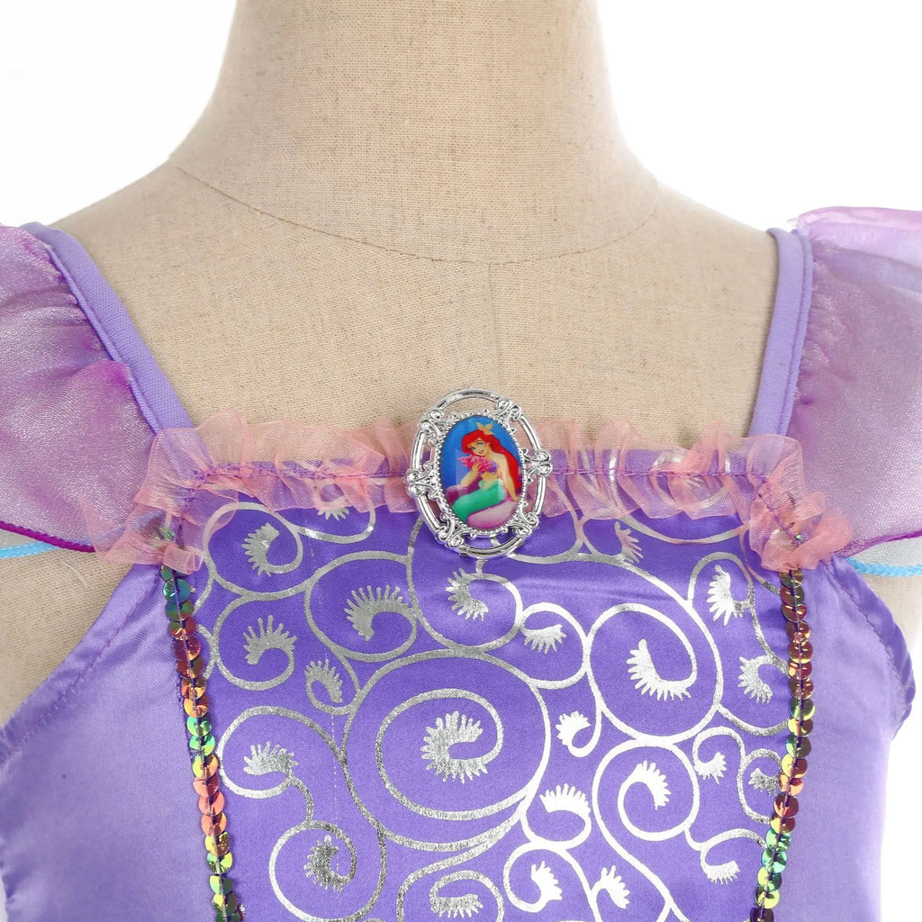 2026 Halloween Kid Purple Mermaid Dress Princess Perform Clothes Baby Girl Birthday Party Christmas Cosplay Dress Suit for Girls