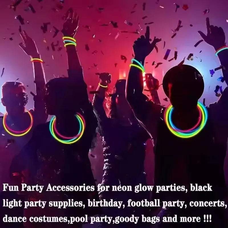 50/100Pcs Fluorescence Sticks Party Multicolor Glowing Stick Bright Colorful Light Bright Bendable Glow Bracelet Party Supplies