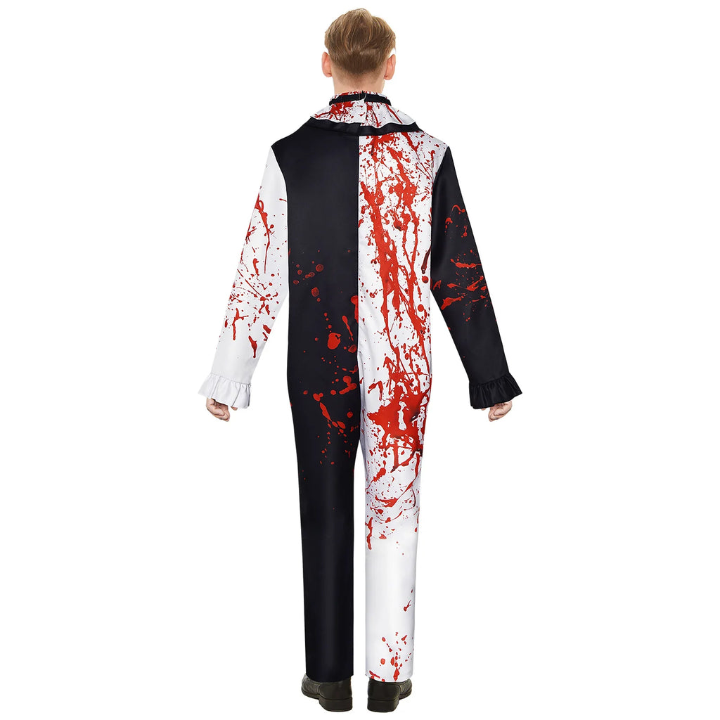 Men’s Horror Clown Jumpsuit Costume for Halloween