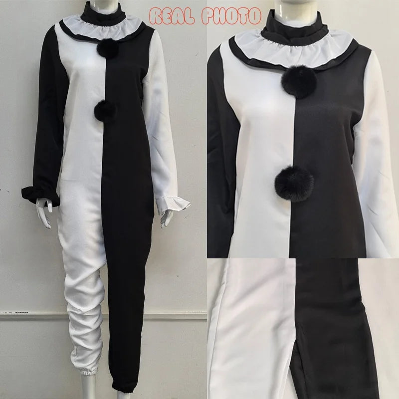 Horror Clown Jumpsuit Costume with Mask for Adults