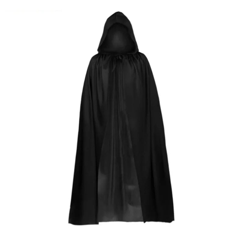 Black Hooded Halloween Cloak Long Witch Cape
