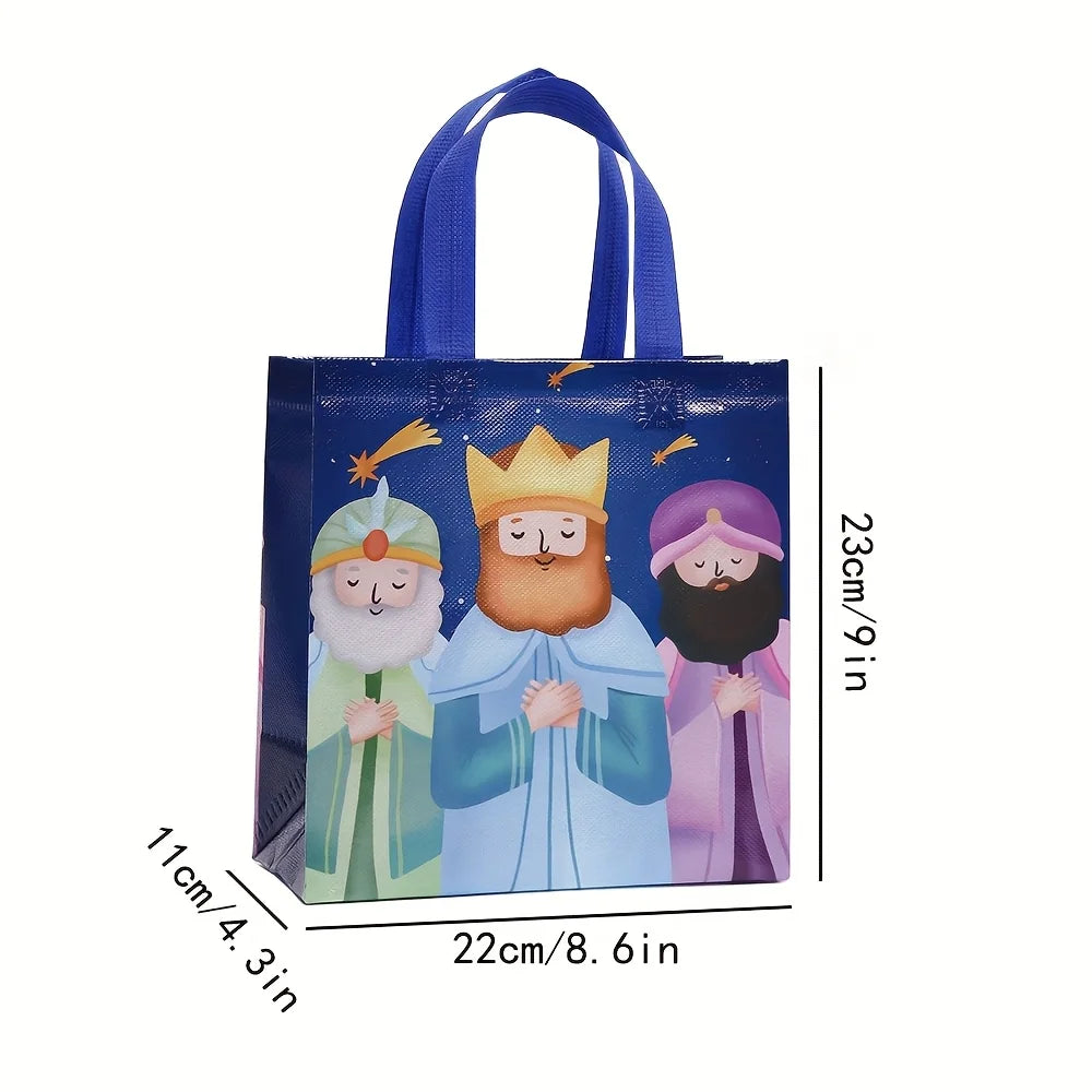 4/8/12Pcs Spain Three Kings Snowy Gift Wrapping Bags for Sweets Luxury Bags Festive Treat Candy Party Favor Tote
