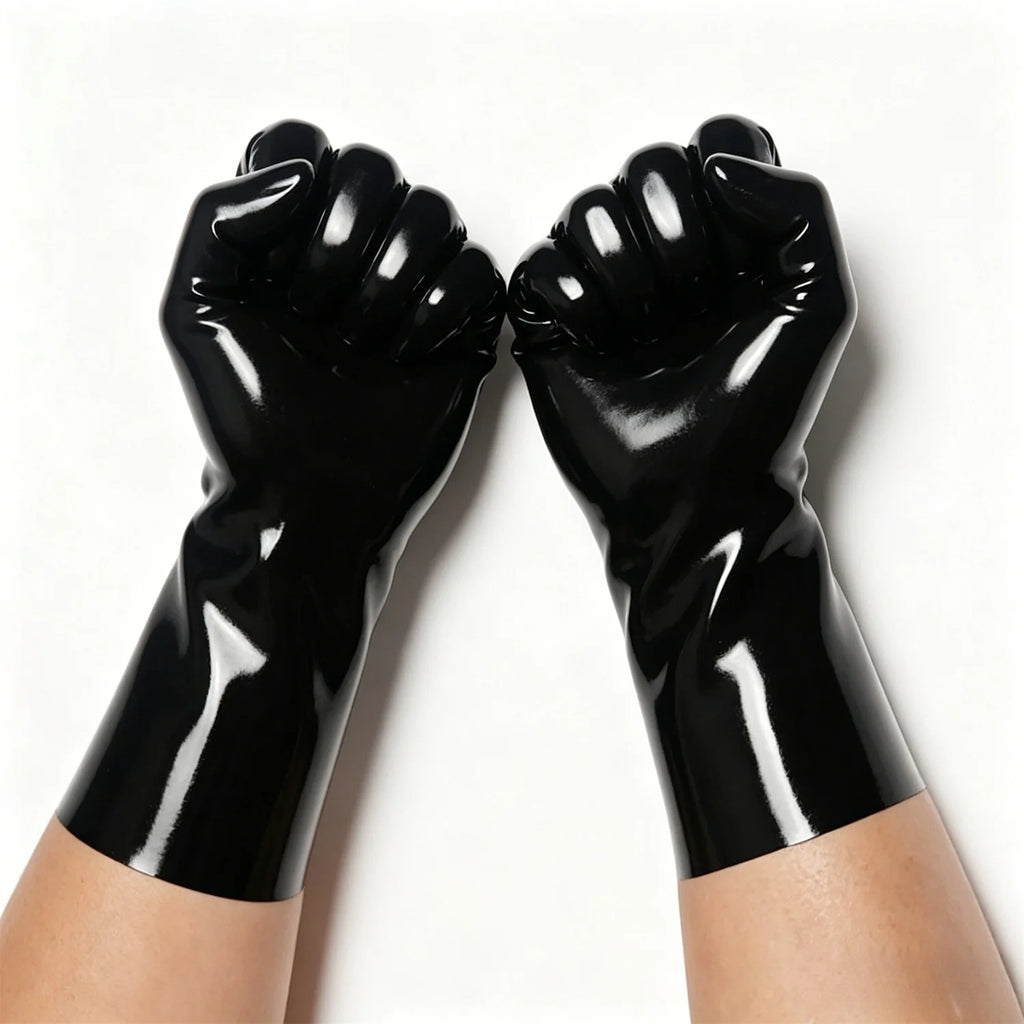 Black Latex Short Gloves for Cosplay Costumes