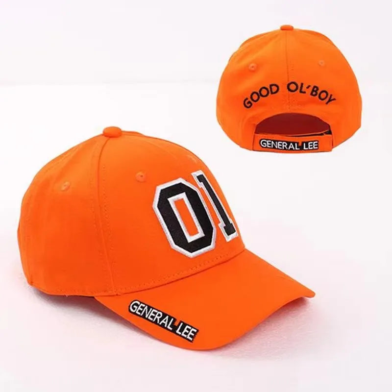 Orange Embroidered Cotton Baseball Cap Adjustable Costume Hat