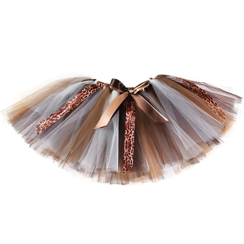 Girls Tiger and Giraffe Tutu Skirt, Animal Costume for Toddlers and Kids