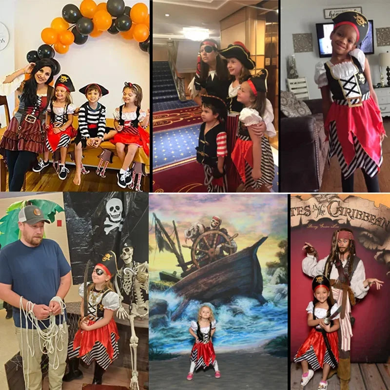 Girls Pirate Princess Costume Dress with Hat & Accessories