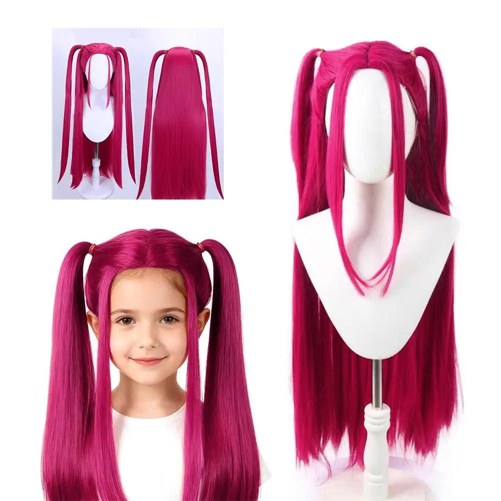33.5 Inch Purple Braided Wig with Side Ponytail for Kids