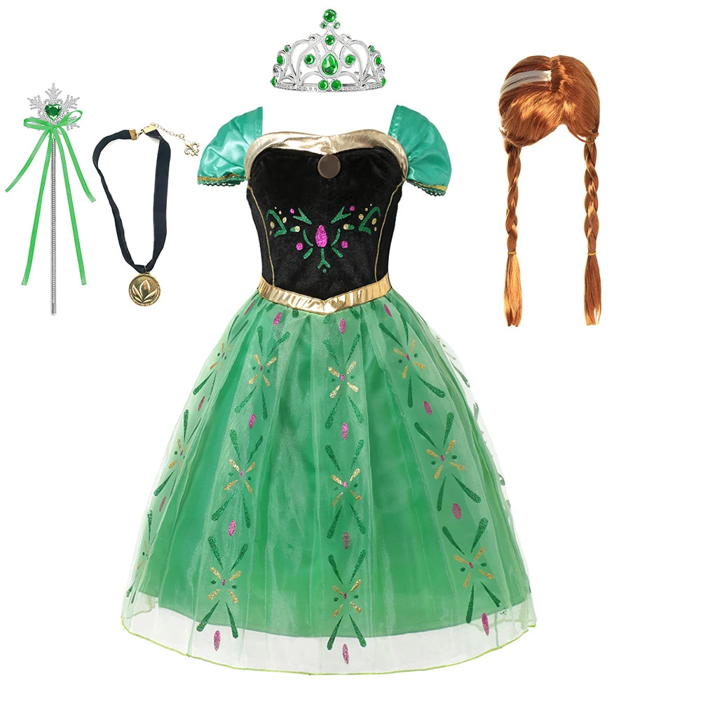 Girls Full Print Princess Dress Costume for Birthday Parties
