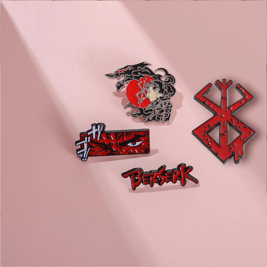 Red Fantasy Face Brooch Lapel Pin for Bags and Clothing