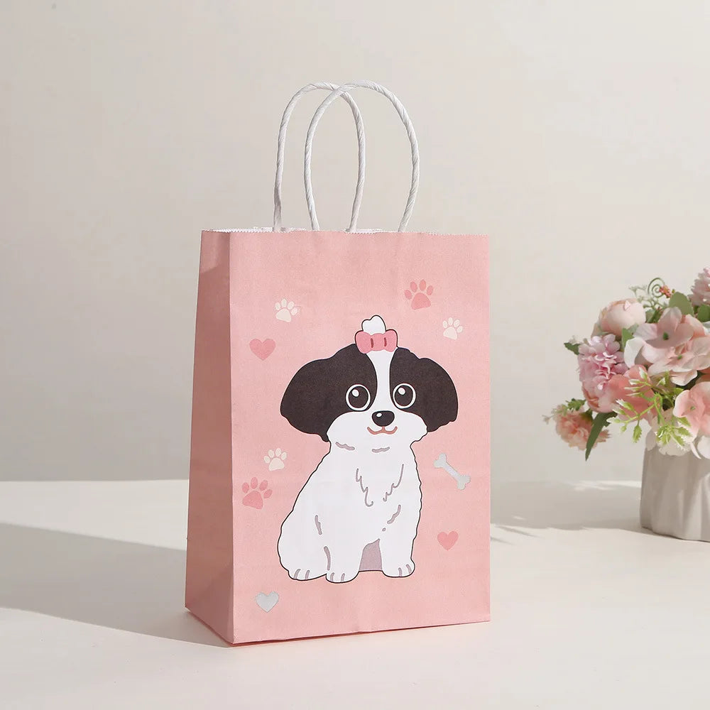 5/30/50pcs Cat Party Gift Bag Cute Kitten Candy Gift with Handle Paper Bag Baby Shower Kids Birthday Kitten Party Decor Supplies