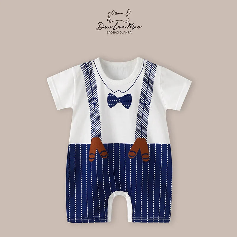 Baby Boys Summer Cartoon Dinosaur Rompers Cotton Thin Short Sleeve Little Boy Bodysuit Newborn Infants Jumpsuit New Costume
