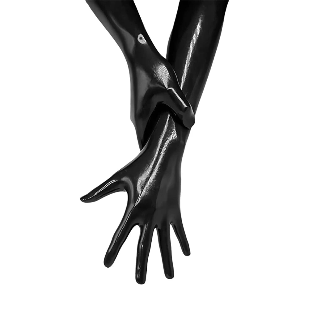 Black Latex Short Gloves for Cosplay Costumes