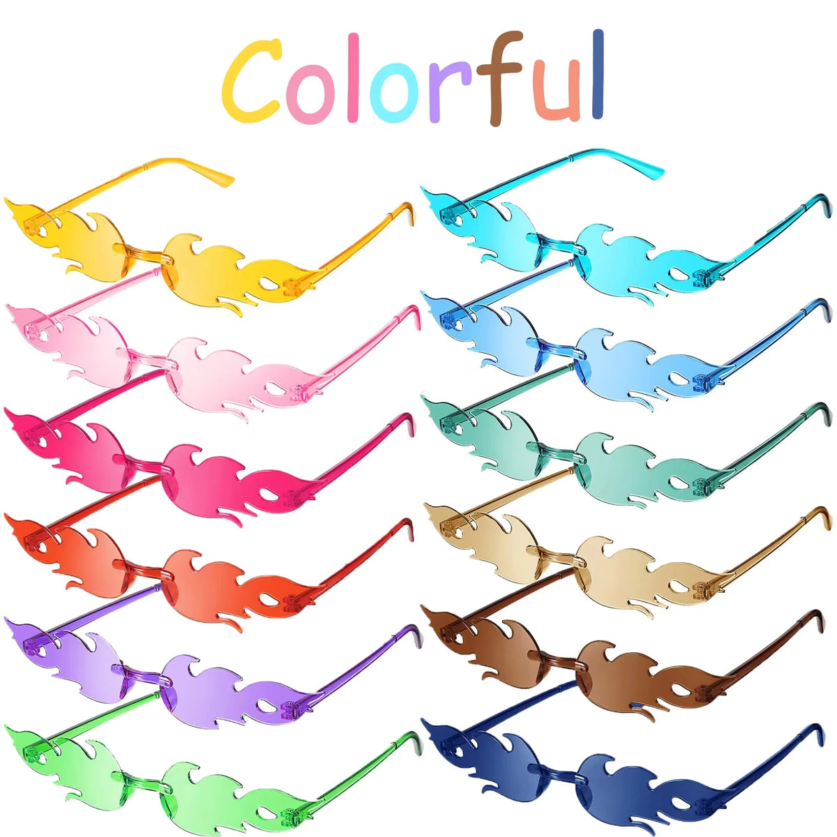 12-120 Pcs Red Fire Flame Glasses Fire Shape Sunglasses Fire Sunglasses Party Decor for Summer Shower Wedding Halloween Cosplay