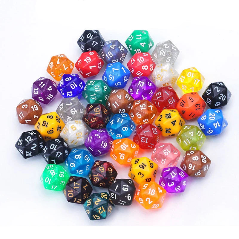 10PCS Acrylic D20 Polyhedral Dice Math Teaching Supplies Learning Resources Toys Party Favors for Teenager Boys Girls
