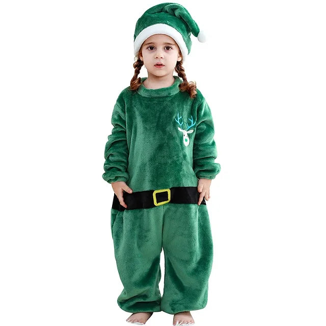 MICHLEY Christmas Baby Rompers Flannel Cosplay Toddler Infant Cute Clothes Overall Bodysuits Jumpsuit Costume For Girls Boys Kid