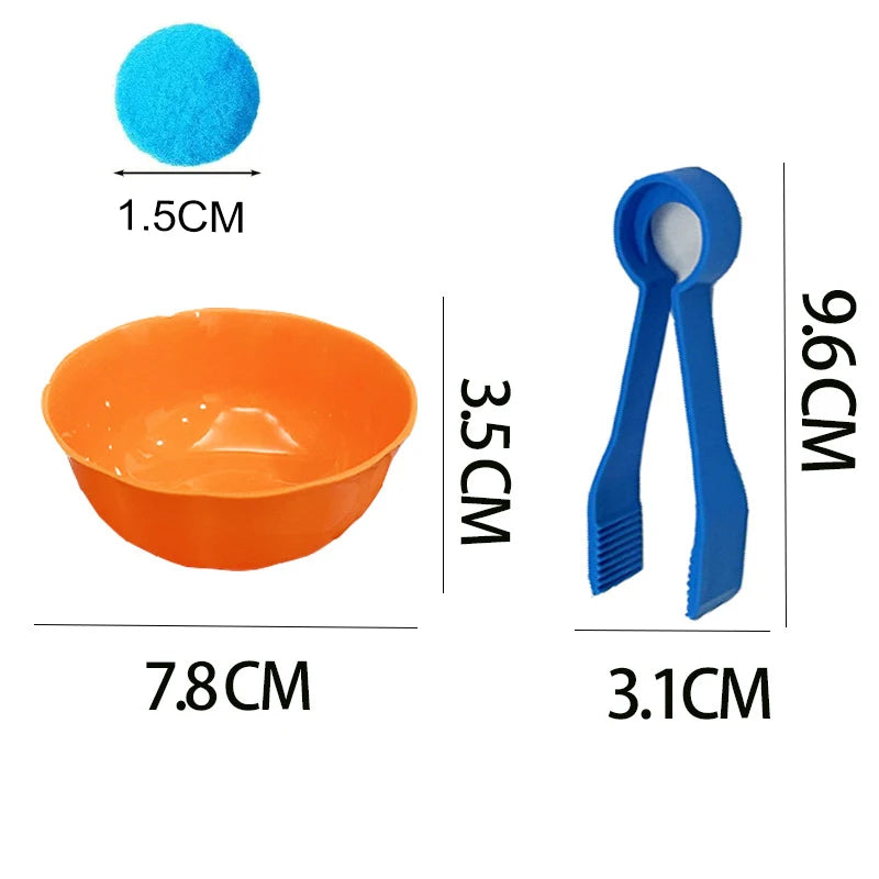 Children Classification Cups Counting and Sorting Toys Set Rainbow Colors Plastic Bowls Tweezers Fine Motor Skill Learning Toys