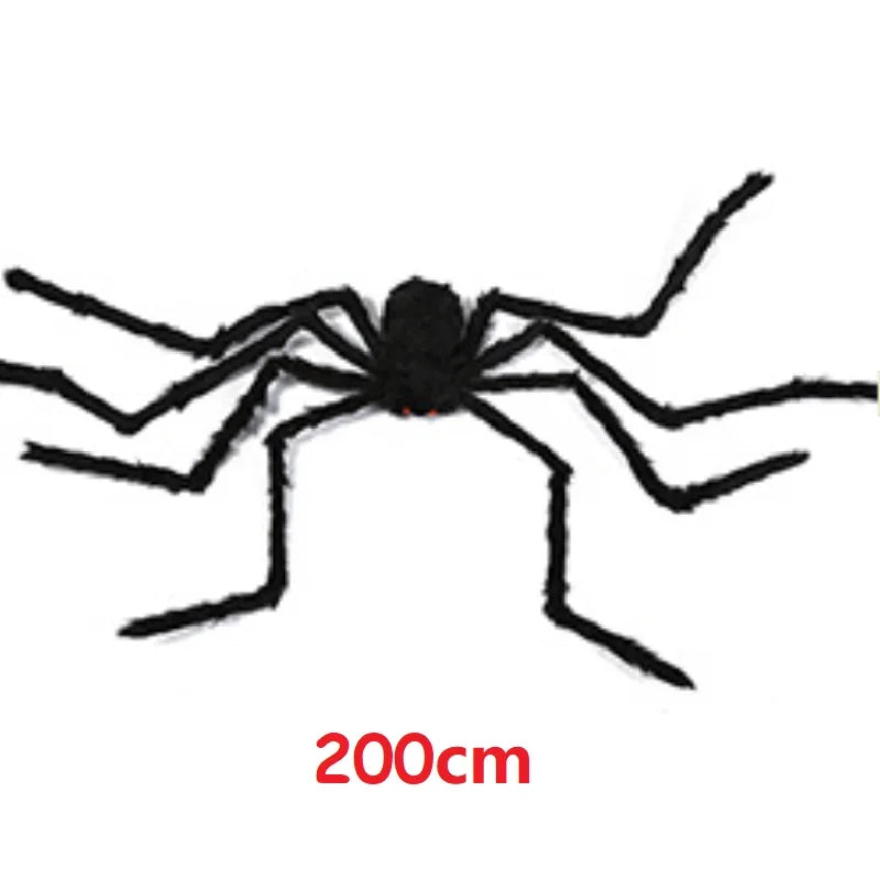 75/150/200cm Halloween Plush Simulation Spider Colorful Black Ghost House Bar Scary Big Spider Outdoor Decor Props Spider Web
