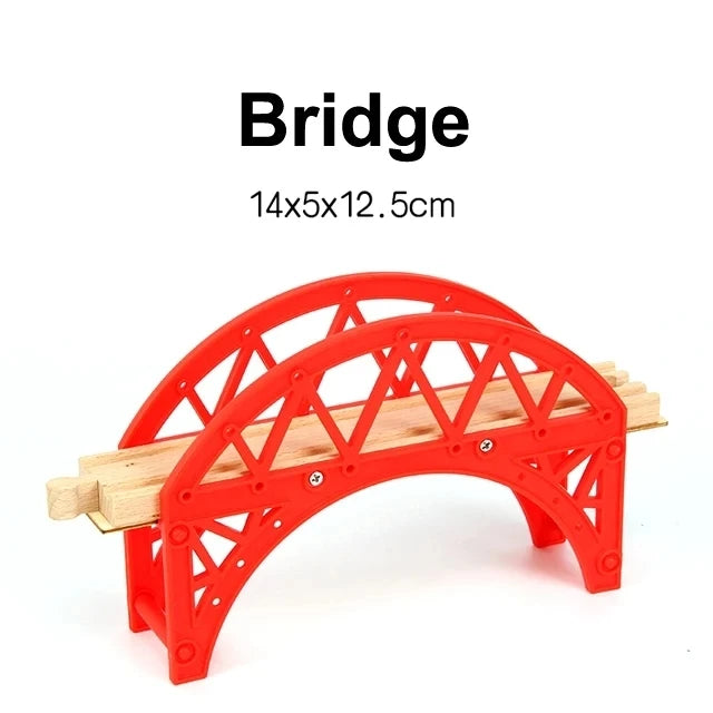 All Kinds of Wooden Train Tracks Accessories Beech Wood Railway Tracks Wooden Bridge Tunnel Fit for Wood Tracks Toys