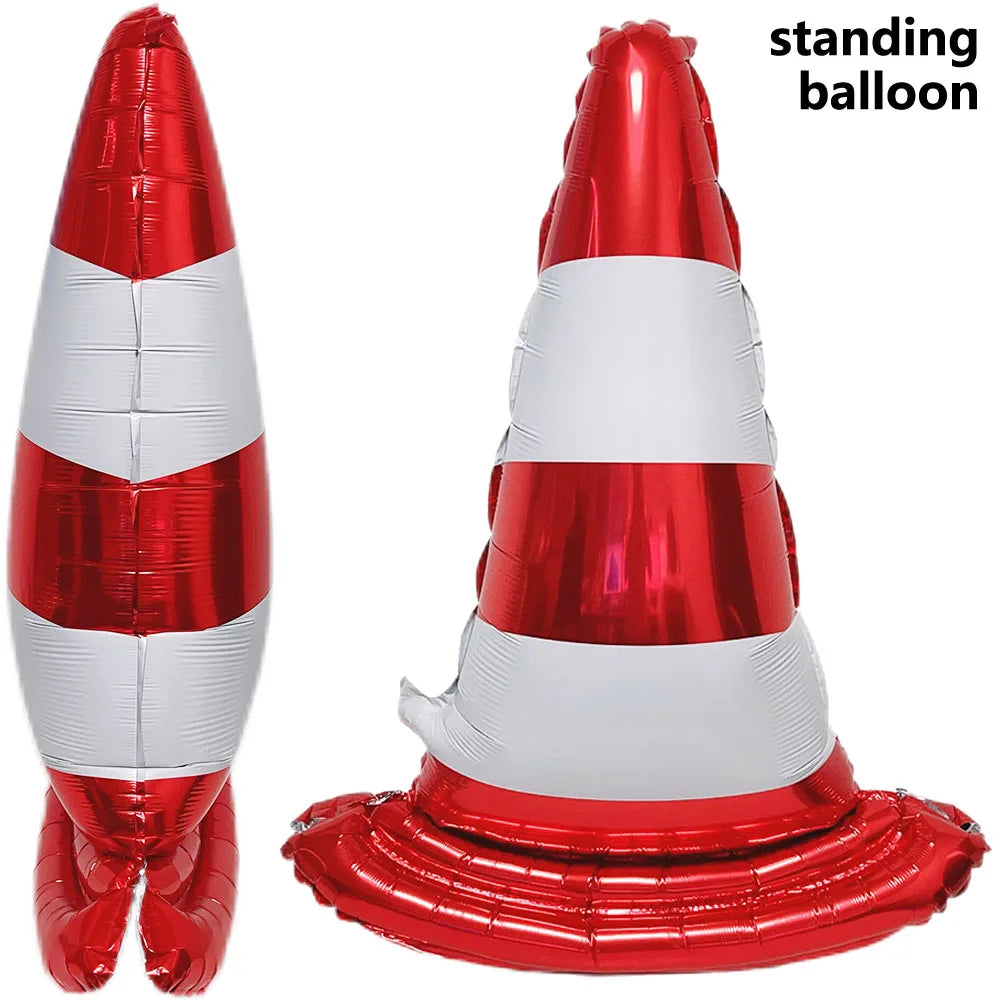 Racing Car Balloon Traffic Cone Balloon Tire Wheel Balloons Black White Checkered Race Car Theme Kids Birthday Party Decorations