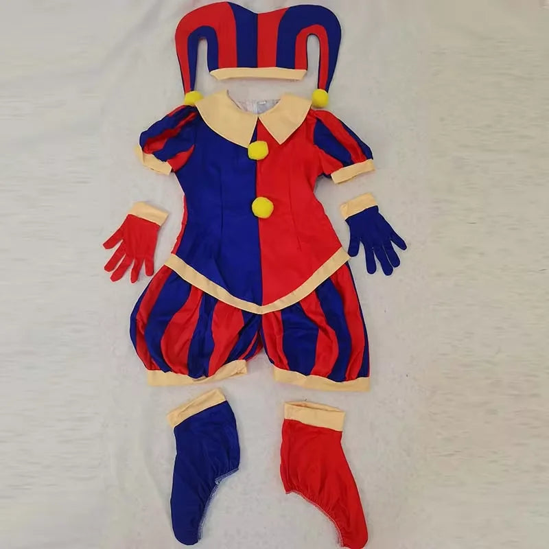 Virtual Circus-Inspired Jumpsuit Costume with Hat & Gloves
