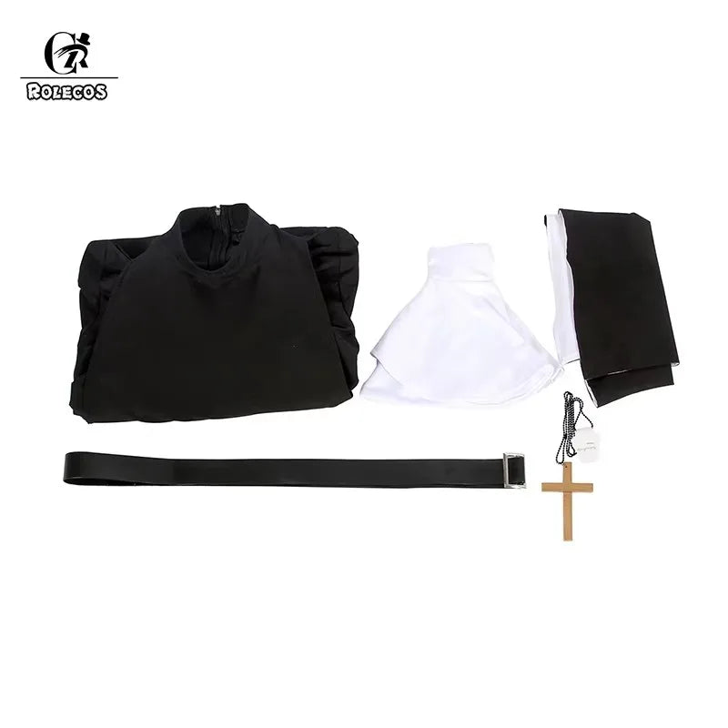 Women’s Gothic Nun Horror Costume Black Halloween Outfit