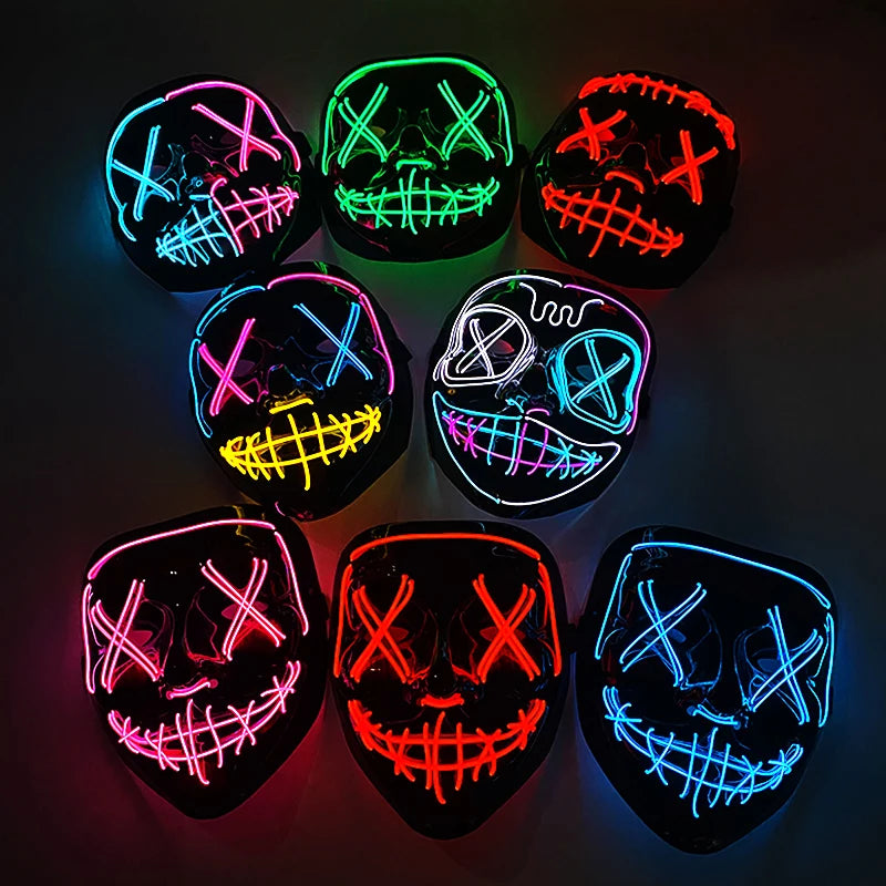 Wireless Neon LED Horror Mask for Halloween Cosplay