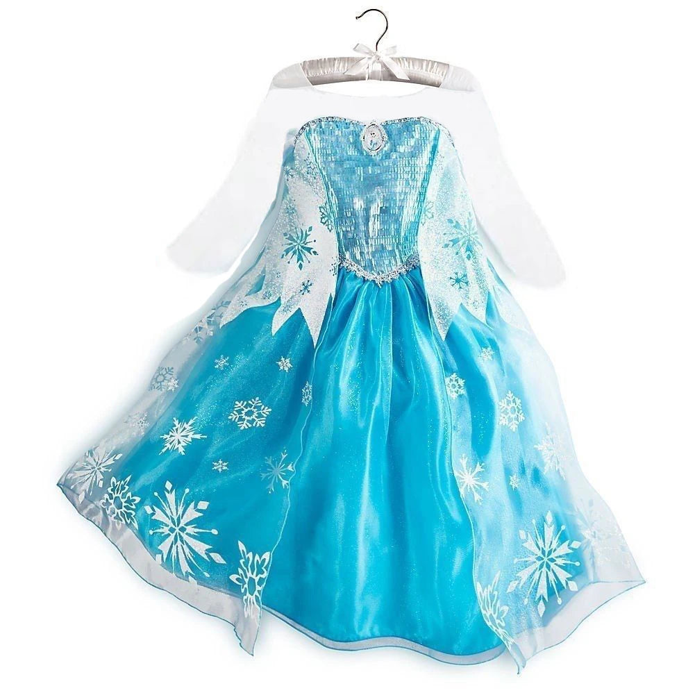 Girls Snow Princess Dress with Long Cloak for Costume Parties