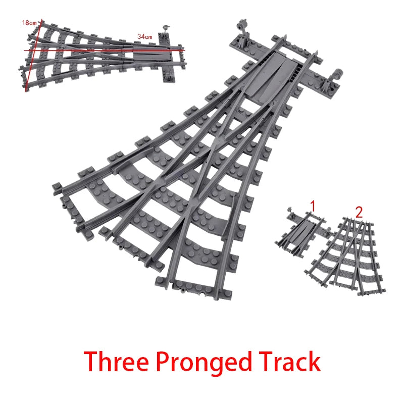 City Trains DIY Building Blocks Straight Curved Rail Bricks Parts Bridge Tunnel Model Soft Flexible Cross Tracks Railway MOC Toy