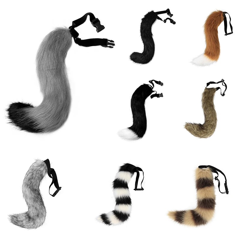 Plush Cat and Fox Tails for Cosplay and Costume Parties