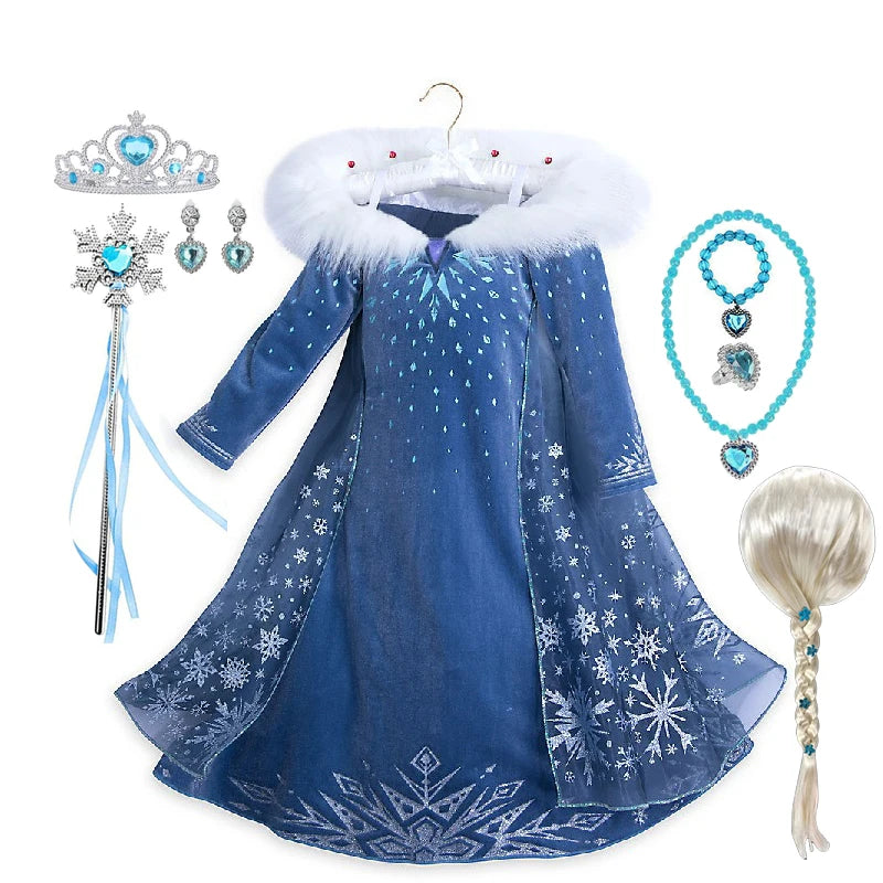 Girls Winter Snow Queen Princess Dress Costume