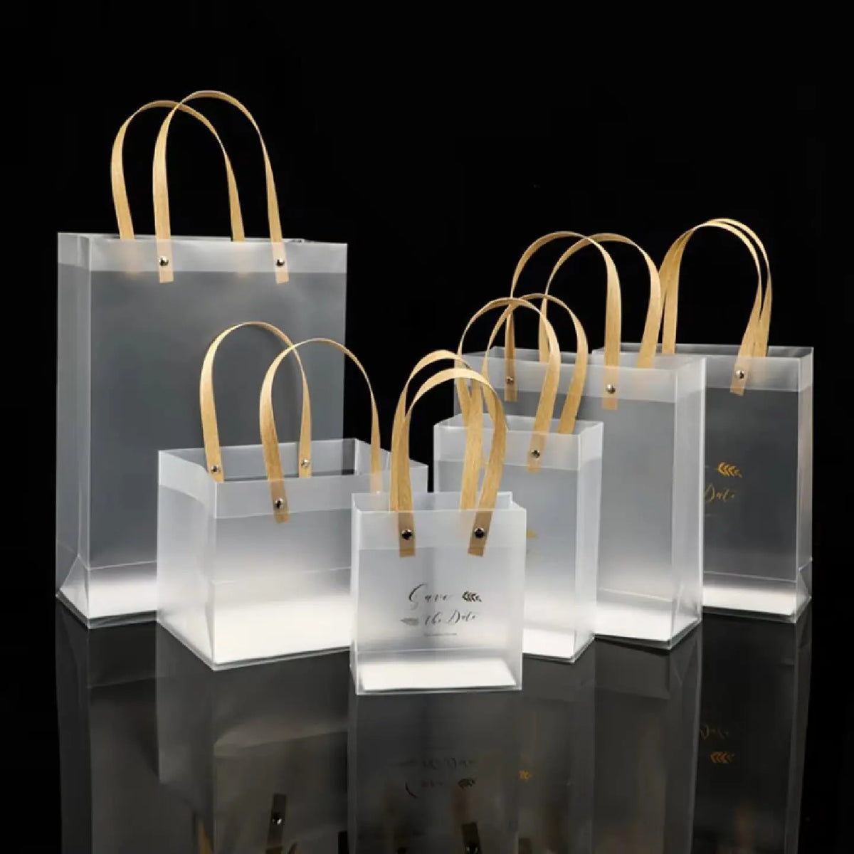10PCS Transparent Frosted Plastic Handbag Made of High Quality Plastic with Simple and Fashionable Style Transparent Frosted