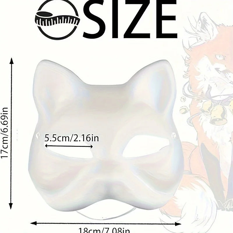 Blank Paper Cat Mask DIY Paintable Half Face Costume Mask