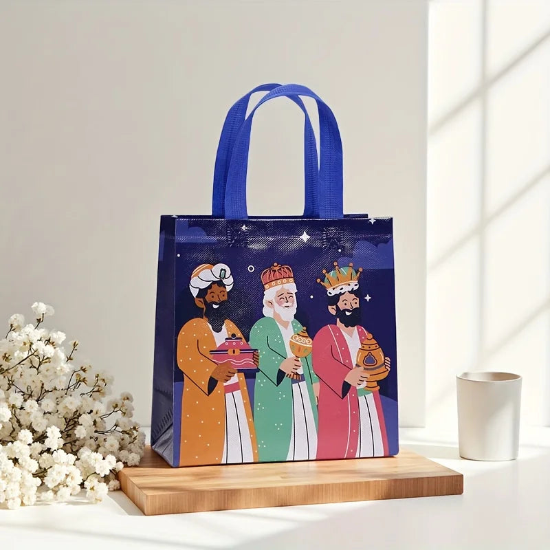 4/8/12Pcs Spain Three Kings Snowy Gift Wrapping Bags for Sweets Luxury Bags Festive Treat Candy Party Favor Tote