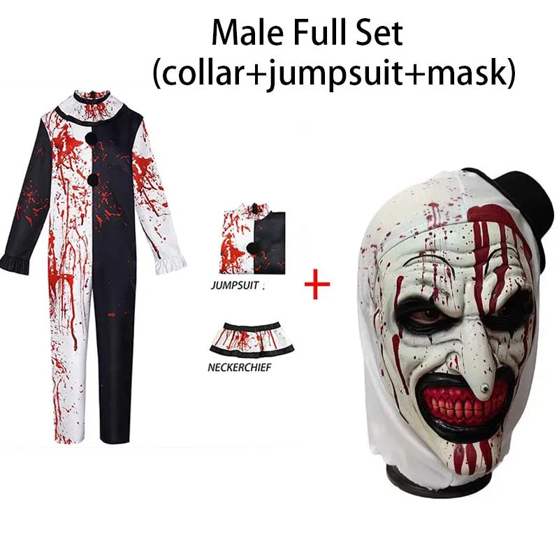 Men’s Horror Clown Jumpsuit Costume for Halloween