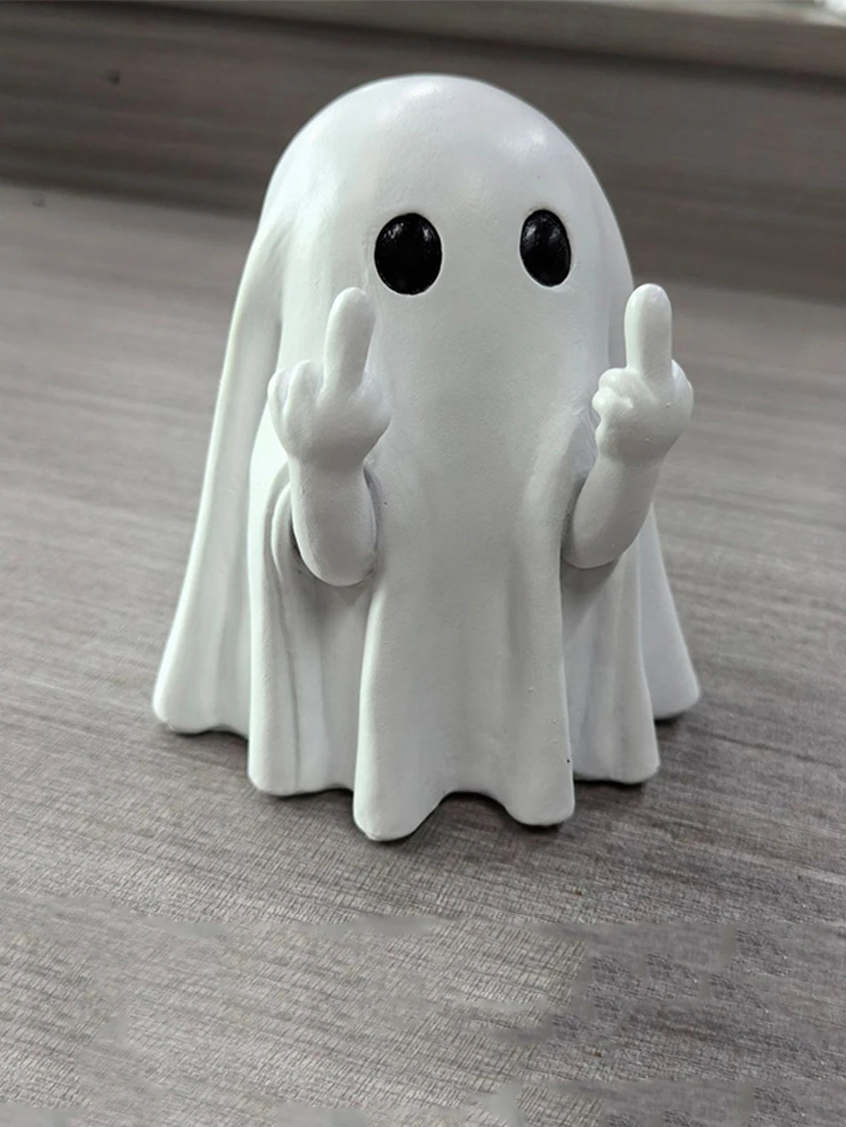 Middle Finger Cute Ghost Statue, Ghosts Small Scary Ghost Figurines, Halloween Home Decorations, Coffee Table Centerpieces Shelf