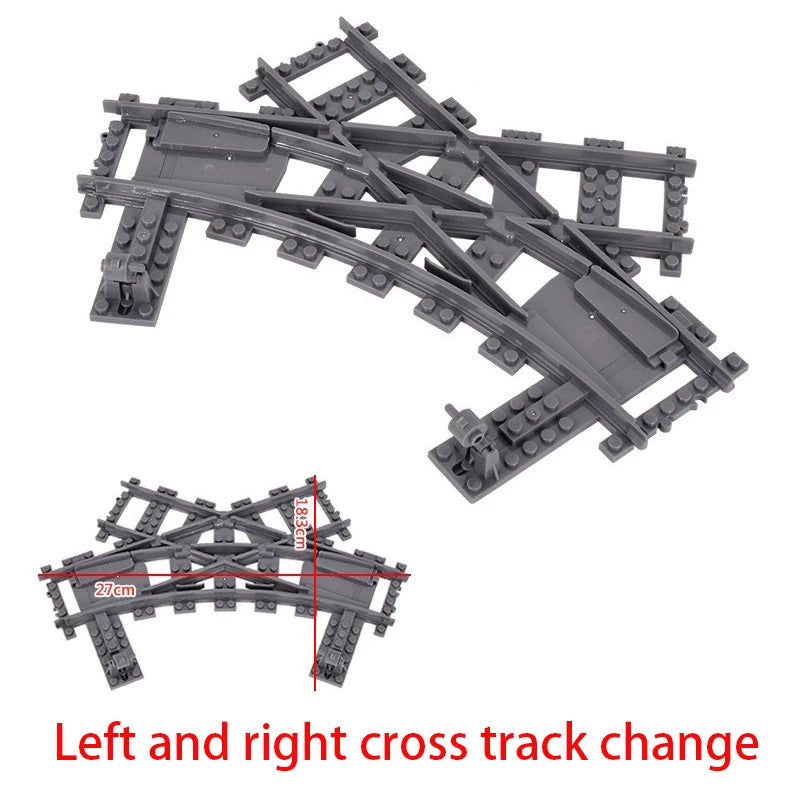 City Trains DIY Building Blocks Straight Curved Rail Bricks Parts Bridge Tunnel Model Soft Flexible Cross Tracks Railway MOC Toy