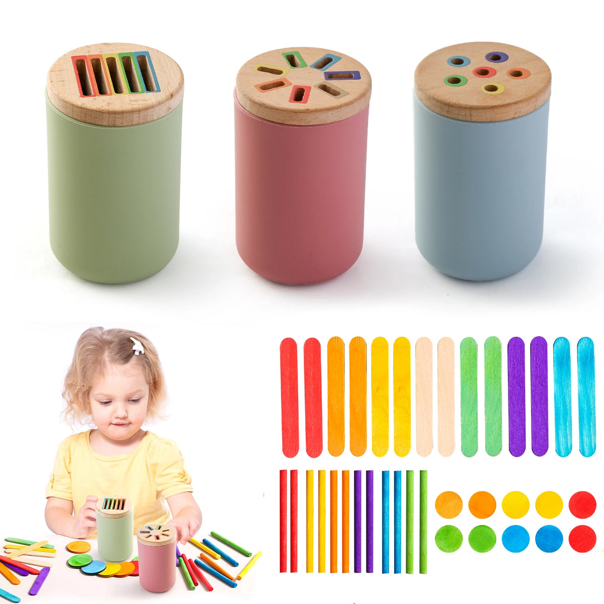 Montessori Silicone Toys Color Sorting Fine Motor Toys Shape Matching Sensory Toys Early Educational Puzzle Toys for Toddlers