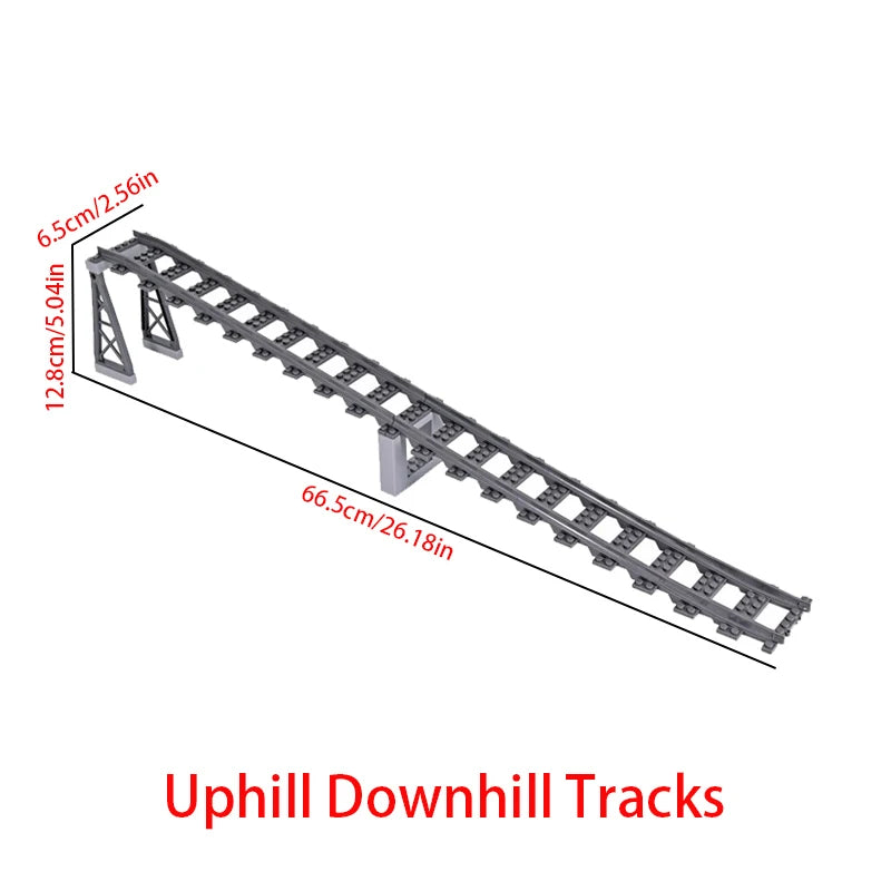 City Trains DIY Building Blocks Straight Curved Rail Bricks Parts Bridge Tunnel Model Soft Flexible Cross Tracks Railway MOC Toy