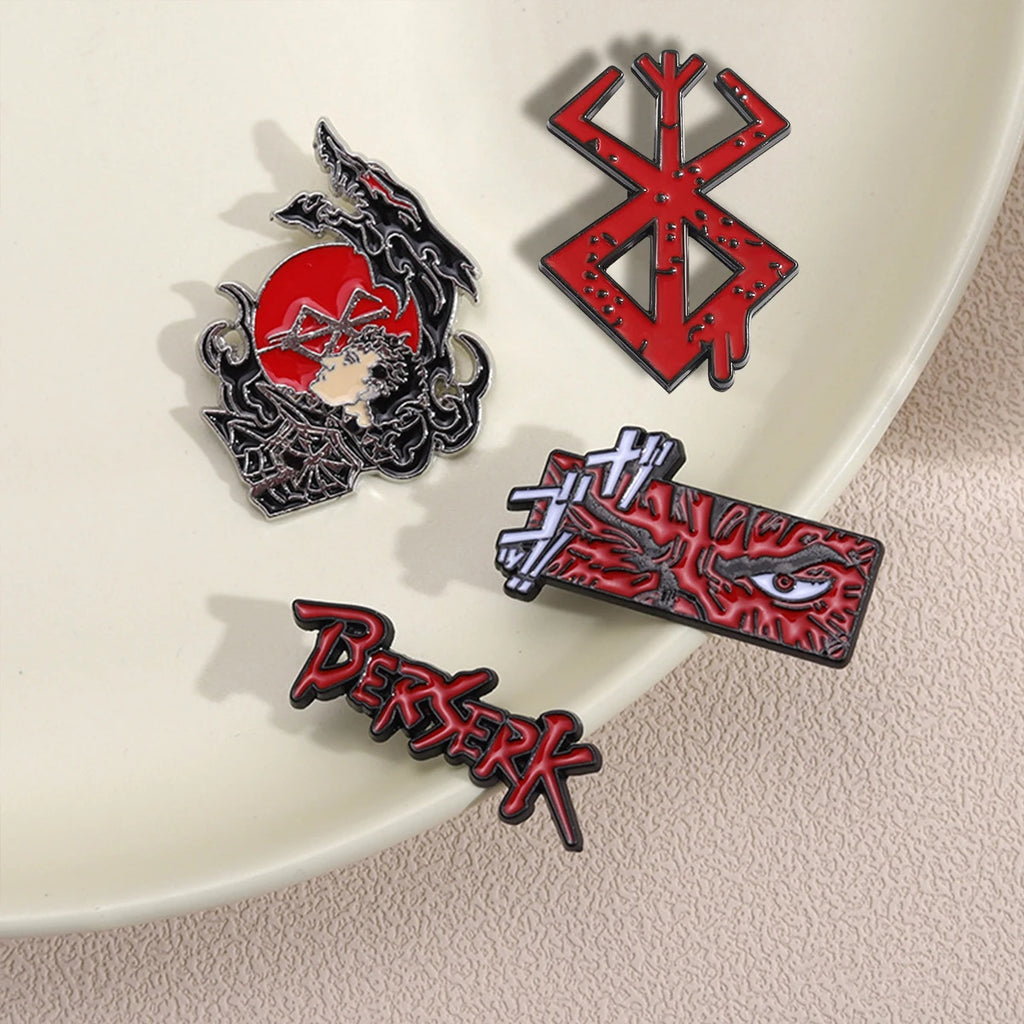 Red Fantasy Face Brooch Lapel Pin for Bags and Clothing