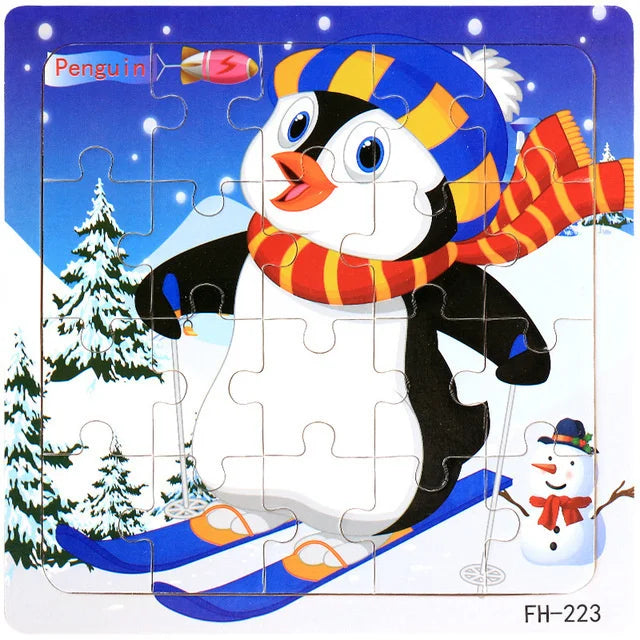 New 20 Piece Wooden 3d Puzzle Cartoon Animal Vehicle Jigsaw Puzzle Montessori Educational Toys For Kids 3-6 Years Old